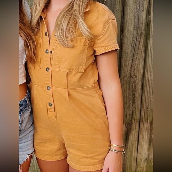 COPY - BDG Orange Mustard Denim Romper - Picture 3 of 4
